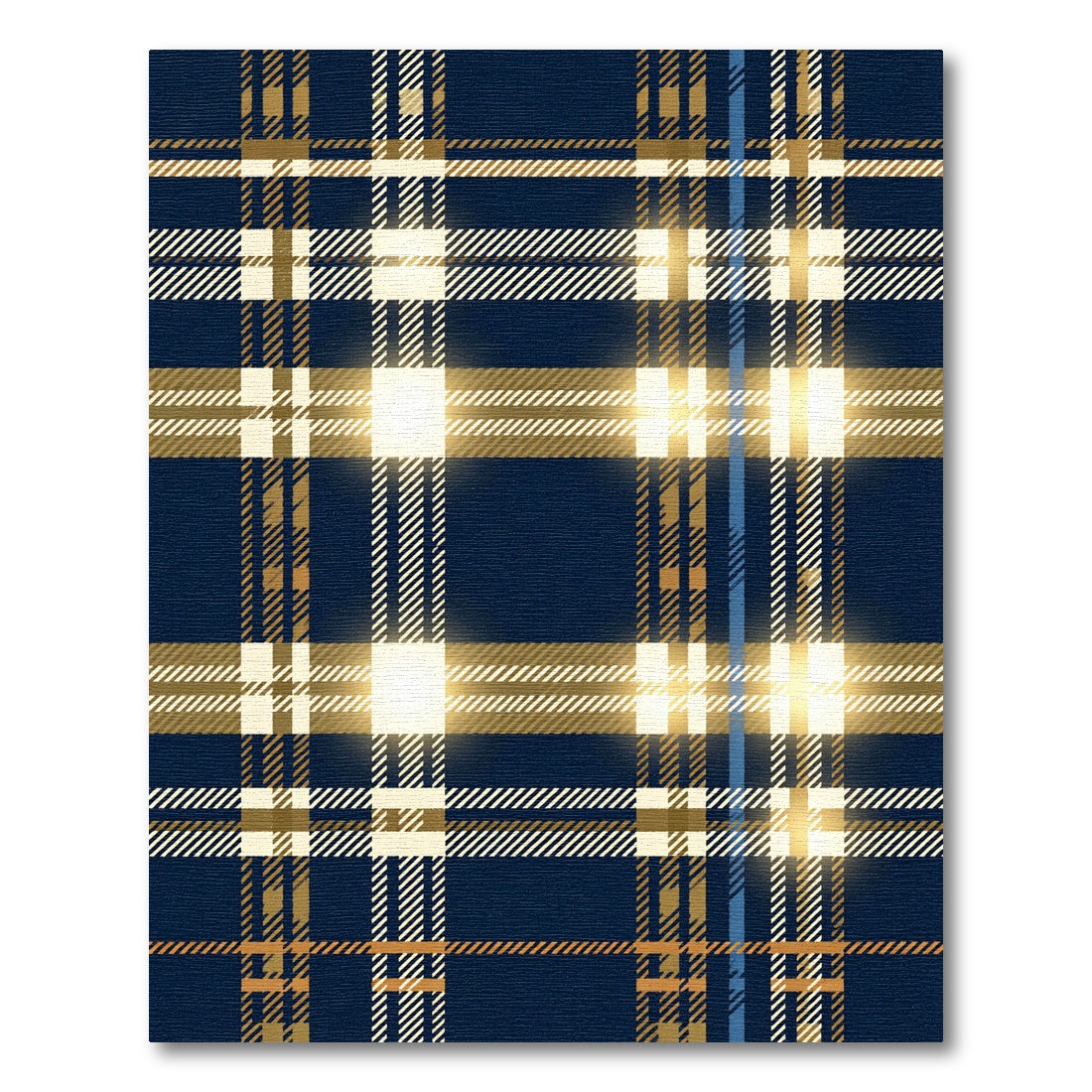 Navy and Gold Plaid Tartan Check Rug