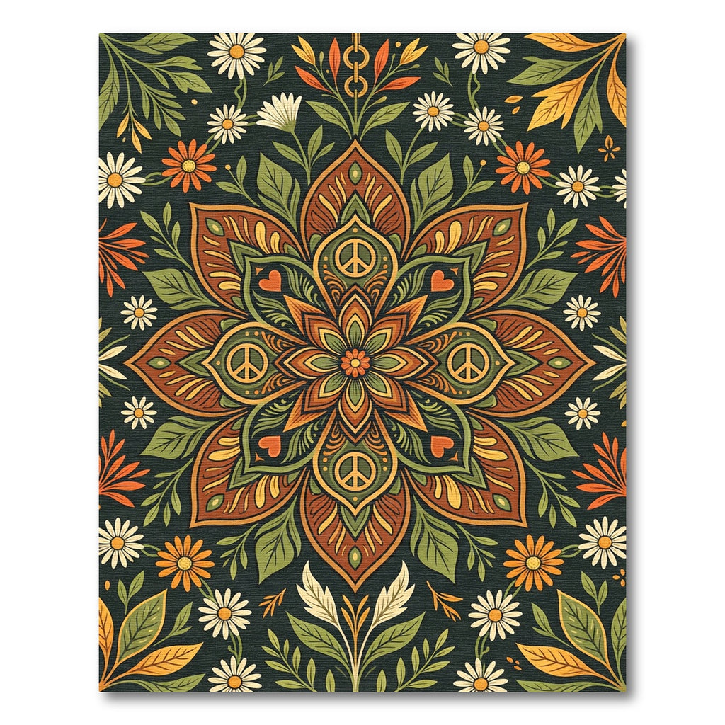 Floral Peace Medallion in Earthy Tones Rug
