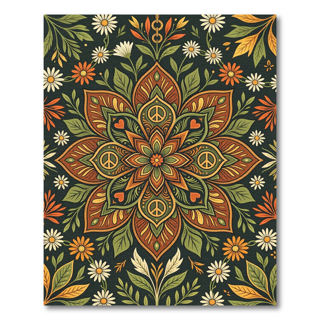 Floral Peace Medallion in Earthy Tones Rug