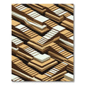 Brown White Abstract Architectural Steps Rug