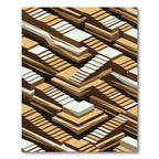 Brown White Abstract Architectural Steps Rug