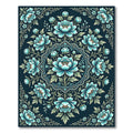 Elegant Teal Floral Medallion Symphony Rug