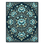 Elegant Teal Floral Medallion Symphony Rug