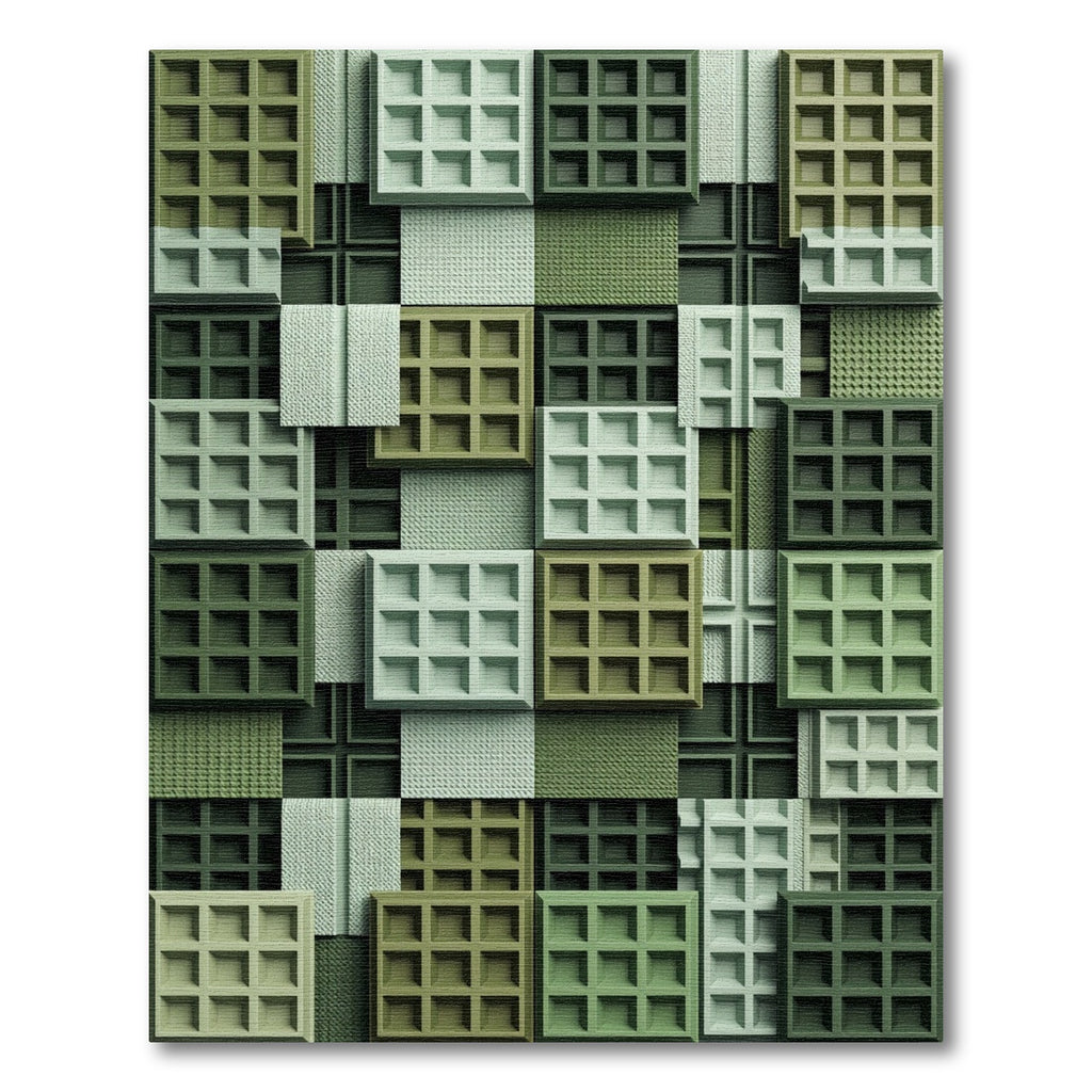 Sage Green Three Dimensional Waffle Grid Rug