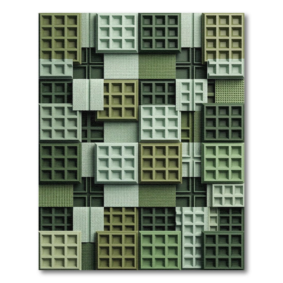 Sage Green Three Dimensional Waffle Grid Rug