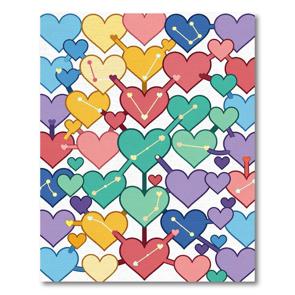 Playful Pastel Heart Constellation Grid Rug