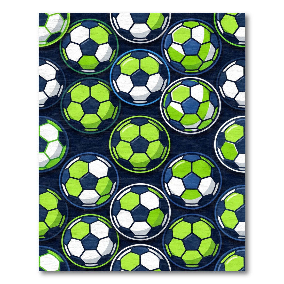 Vibrant Neon Lime Soccer Ball Graphic Rug