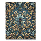 Ornate Teal Gold Acanthus Scroll Rug