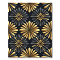 Black and Gold Art Deco Floral Rug