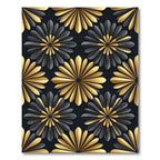 Black and Gold Art Deco Floral Rug
