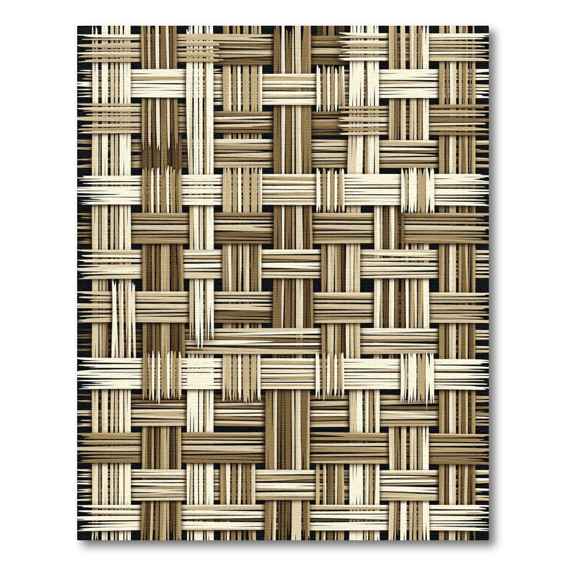 Textured Neutral Woven Basket Grid Rug