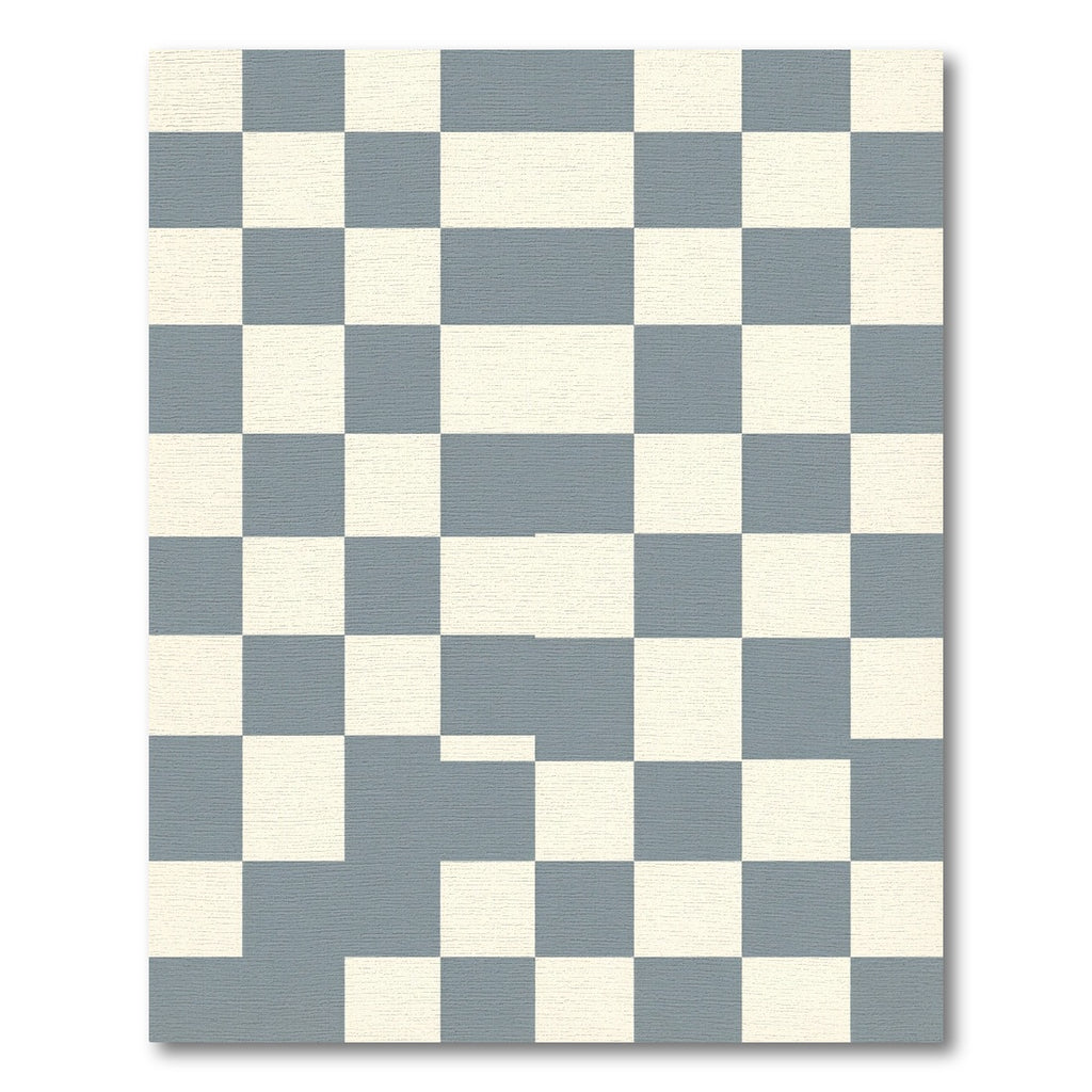 Gray White Checkered Square Composition Rug