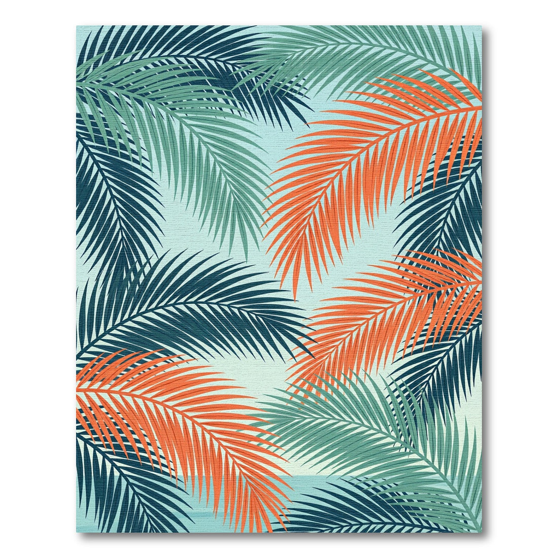 Vibrant Tropical Palm Leaf Botanical Rug
