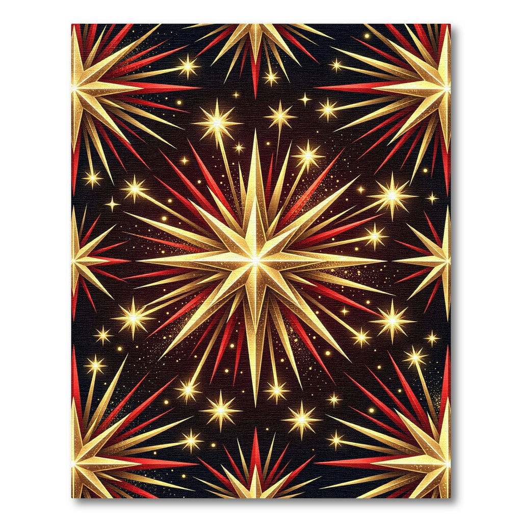 Golden Red Starburst Bursting Radiance Rug