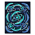 Deep Blue Atomic Orbit Cluster Rug
