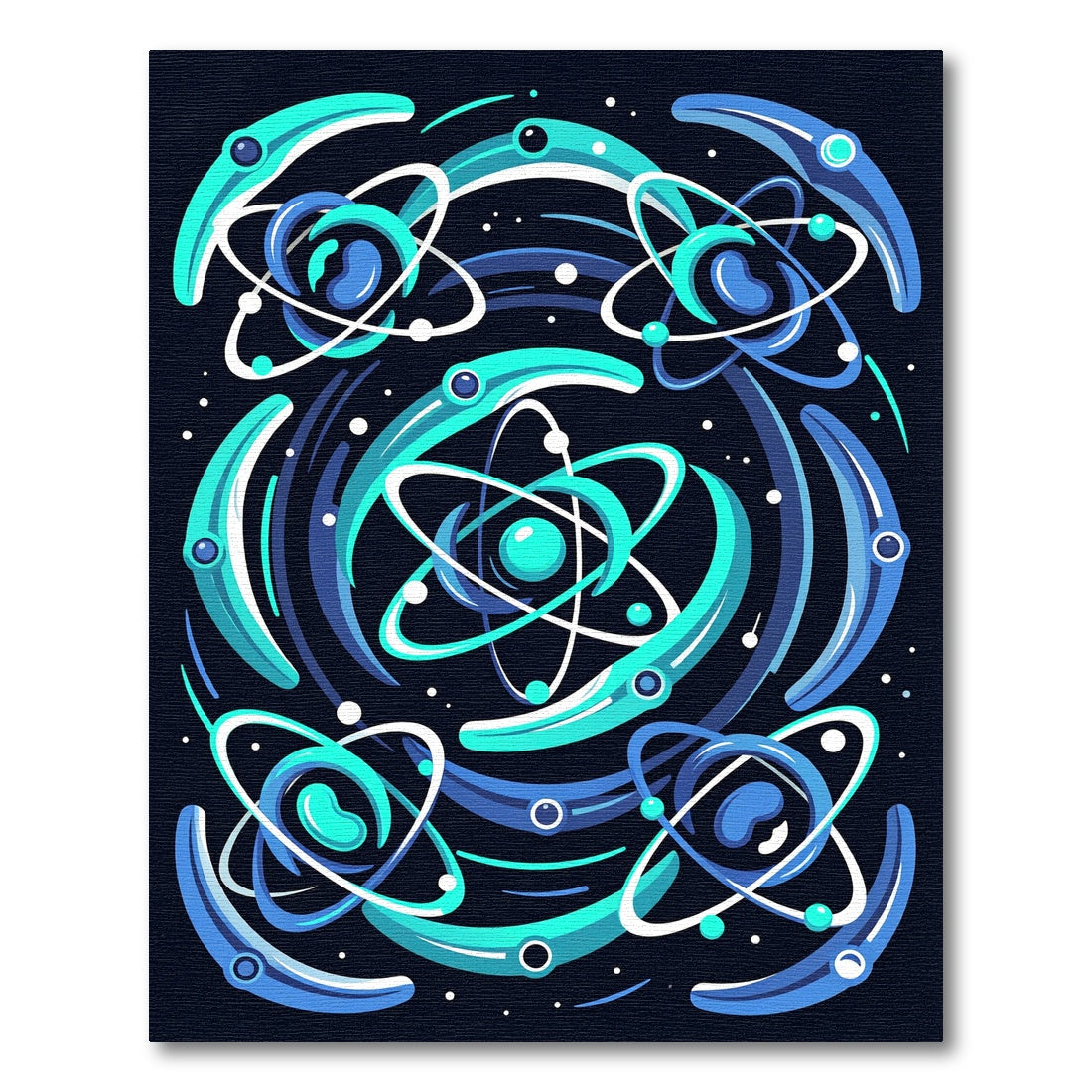Deep Blue Atomic Orbit Cluster Rug