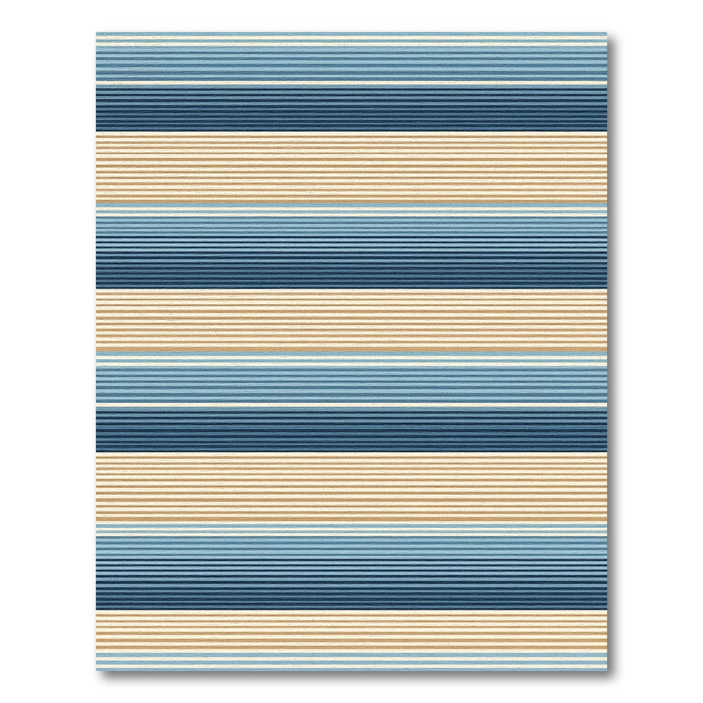 Coastal Blue and Tan Linear Stripe Rug