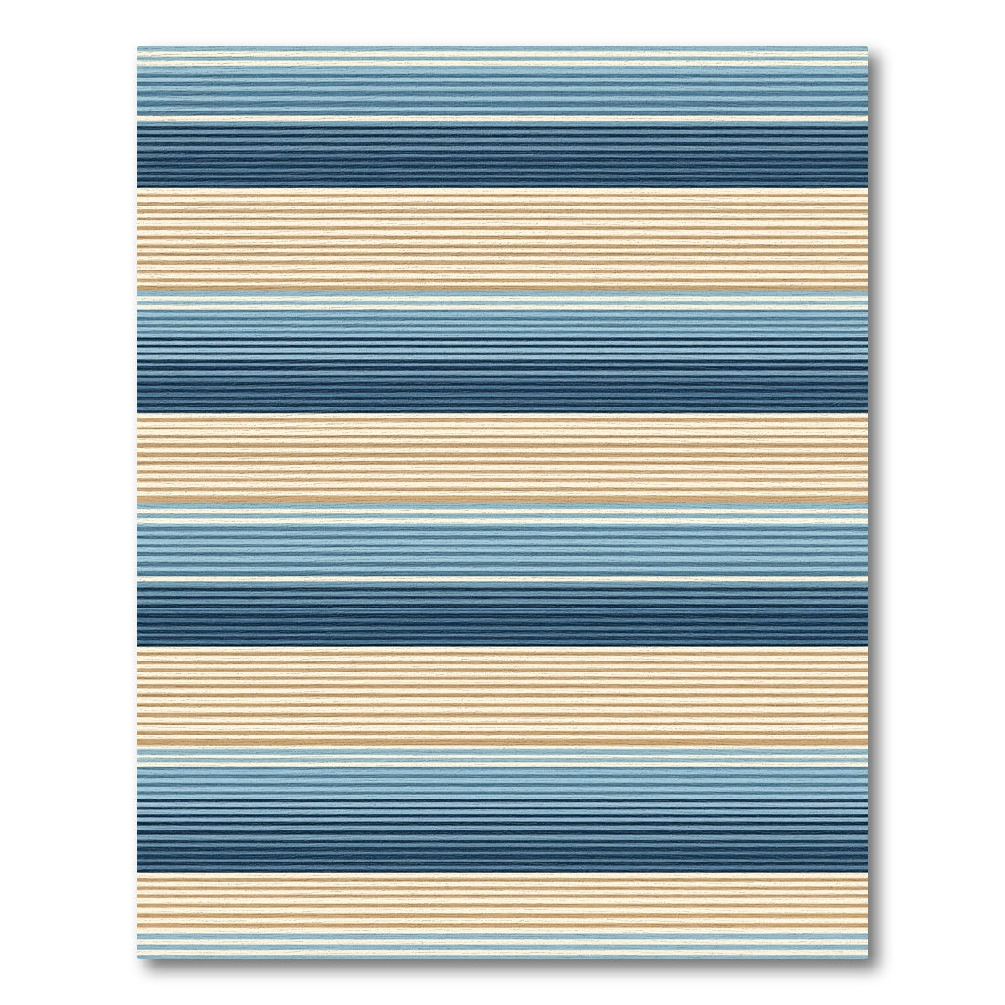 Coastal Blue and Tan Linear Stripe Rug