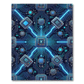 Neon Blue Circuit Board Cyber Grid Rug