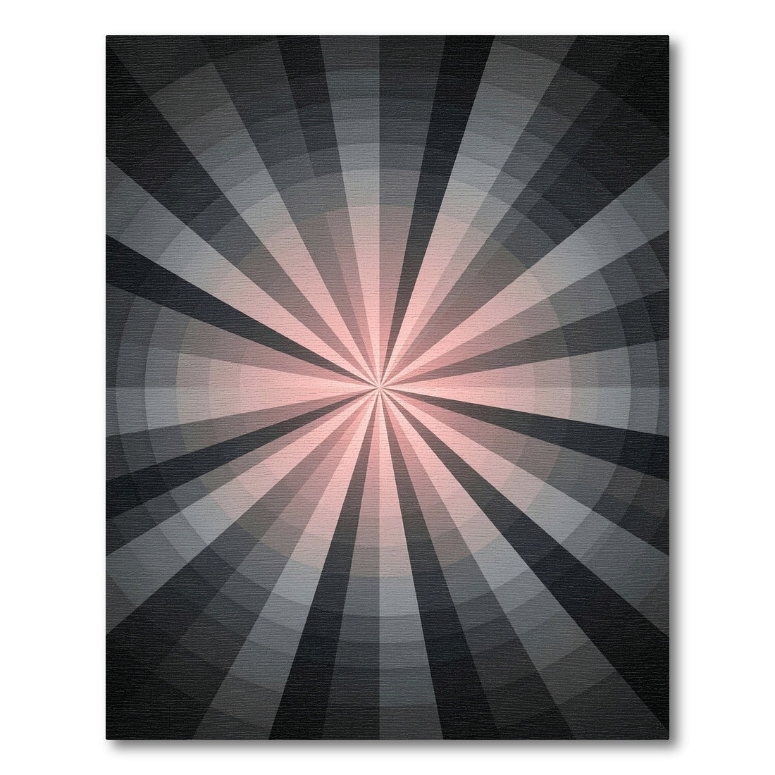 Soft Pink Grayscale Sunburst Rug