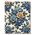 Deep Blue Sepia Rose Garland Rug
