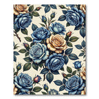Deep Blue Sepia Rose Garland Rug