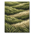 Abstract Wavy Olive Green Grass Rug