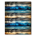 Ethereal Blue Coastal Linear Ocean Wave Rug
