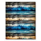 Ethereal Blue Coastal Linear Ocean Wave Rug