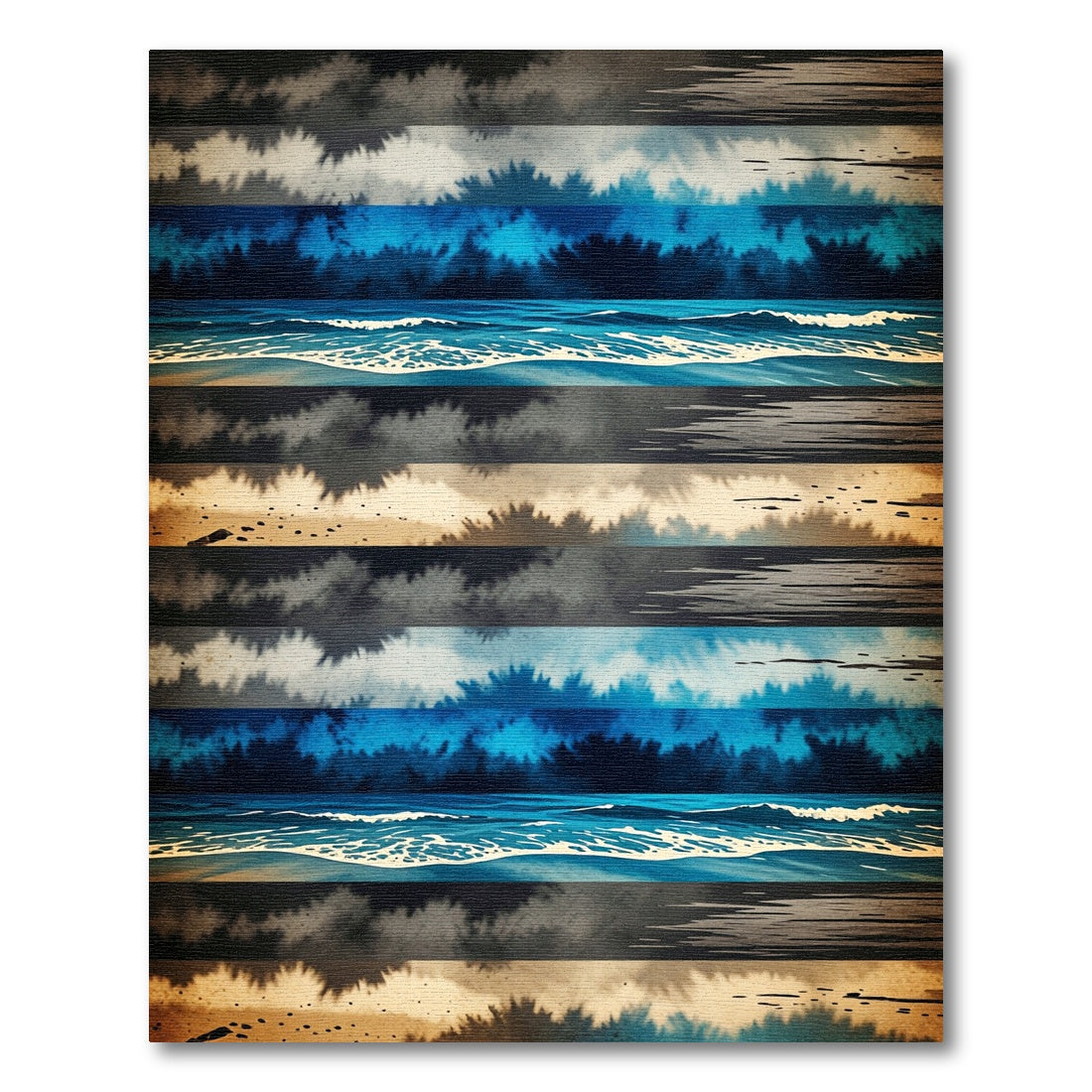 Ethereal Blue Coastal Linear Ocean Wave Rug