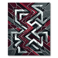 Crimson and Slate Abstract Fractured Geometric Rug