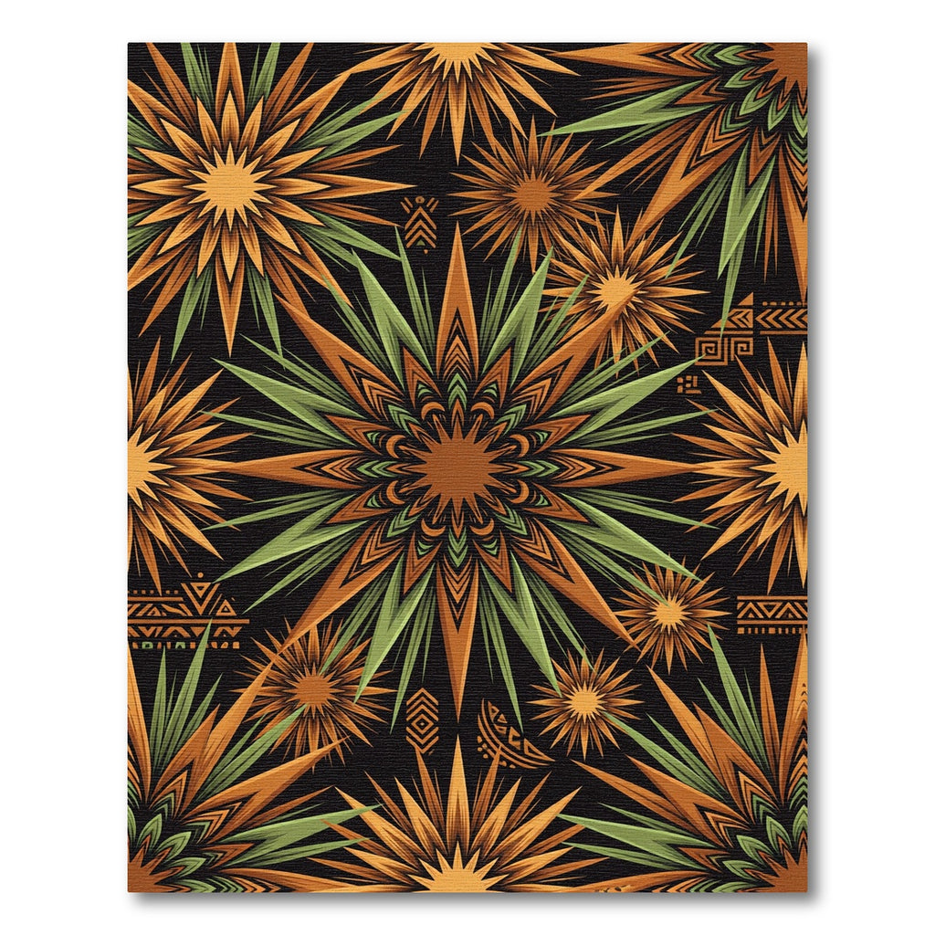 Earth Tone Sunburst Geometric Art Rug