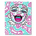 Vibrant Pink Turquoise Abstract Face Rug