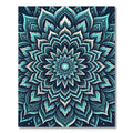 Teal Cyan Ornate Floral Mandala Rug
