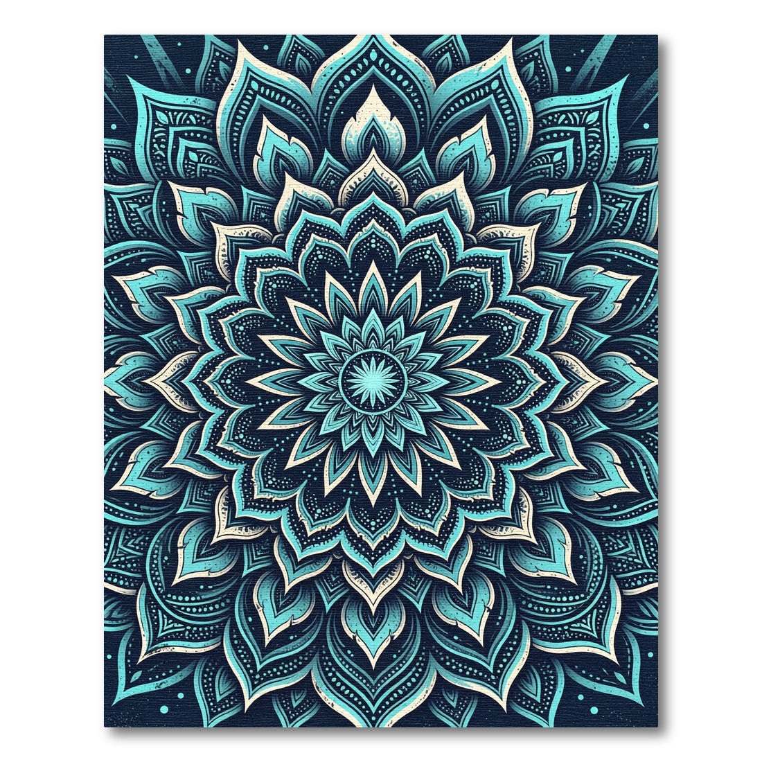 Teal Cyan Ornate Floral Mandala Rug
