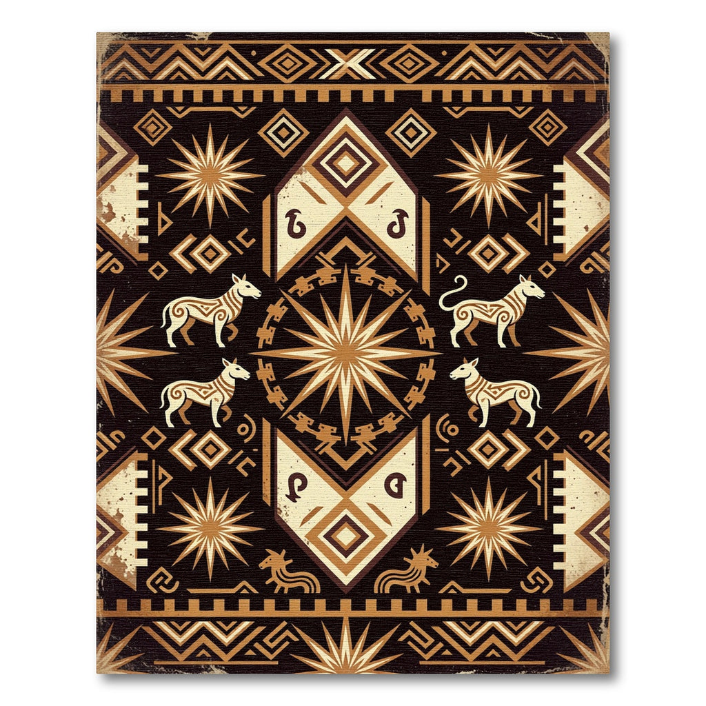 Tawny Earthly Tone Animal Medallion Rug