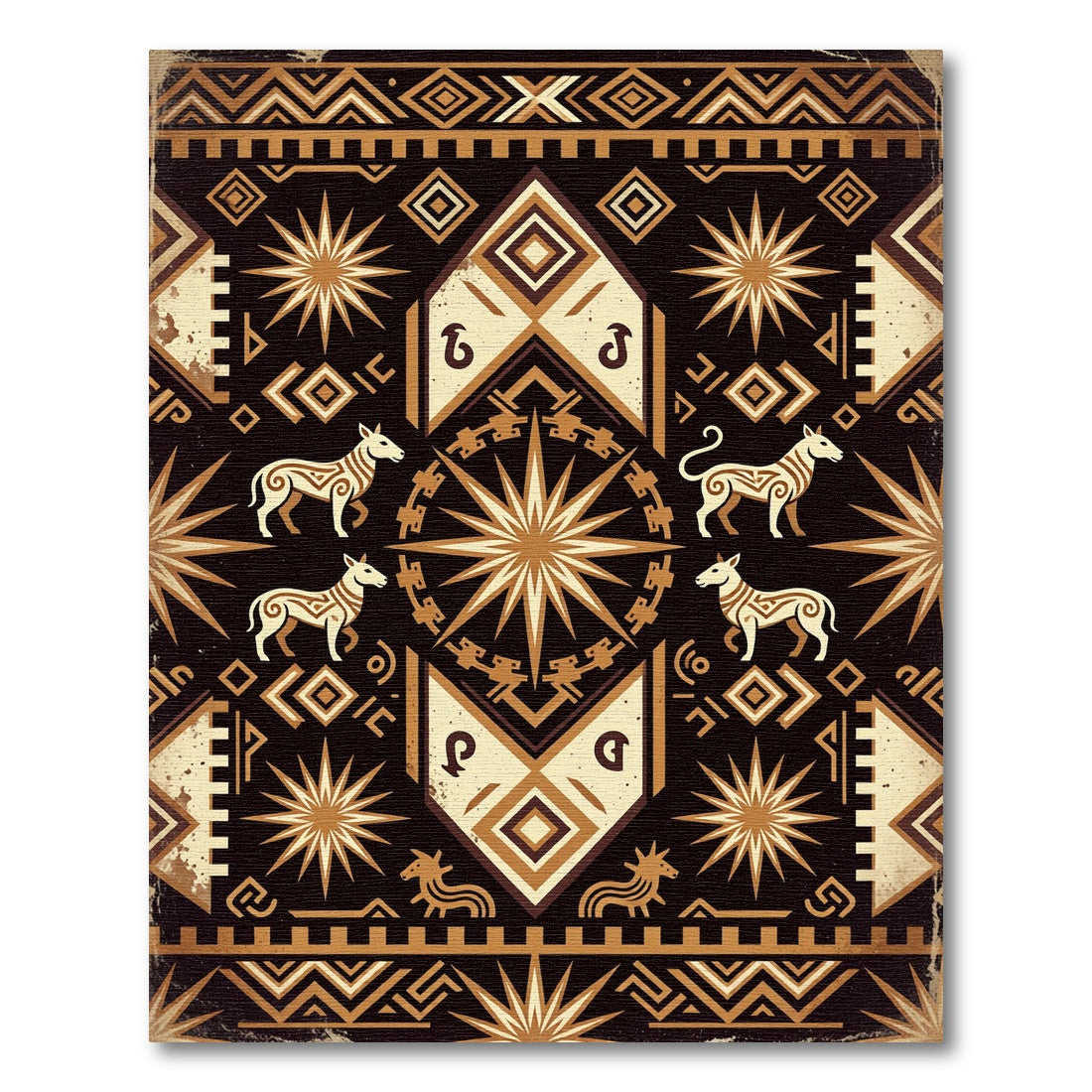 Tawny Earthly Tone Animal Medallion Rug