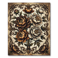 Rich Earthy Peony Floral Scroll Rug