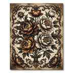 Rich Earthy Peony Floral Scroll Rug