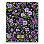 Elegant Purple Rose and Dahlia Garden Rug