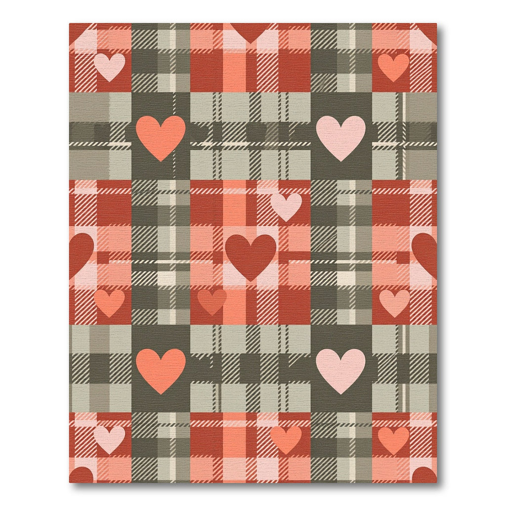 Blush and Charcoal Plaid Heart Rug