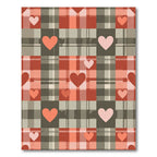 Blush and Charcoal Plaid Heart Rug