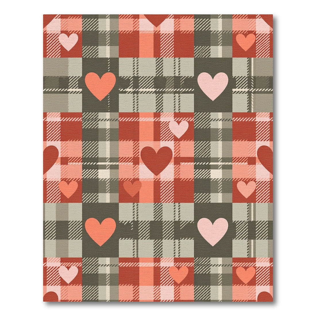Blush and Charcoal Plaid Heart Rug