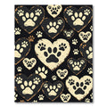 Rustic Cream Paw Print Heart Rug