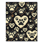 Rustic Cream Paw Print Heart Rug