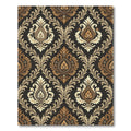 Elegant Cream and Bronze Damask Scroll Rug