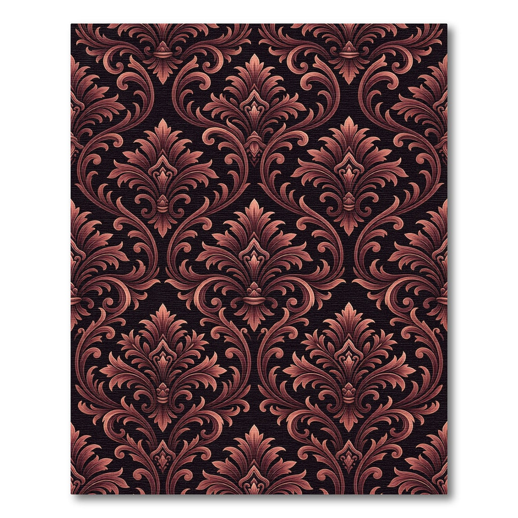 Refined Copper Damask Scroll Medallion Rug