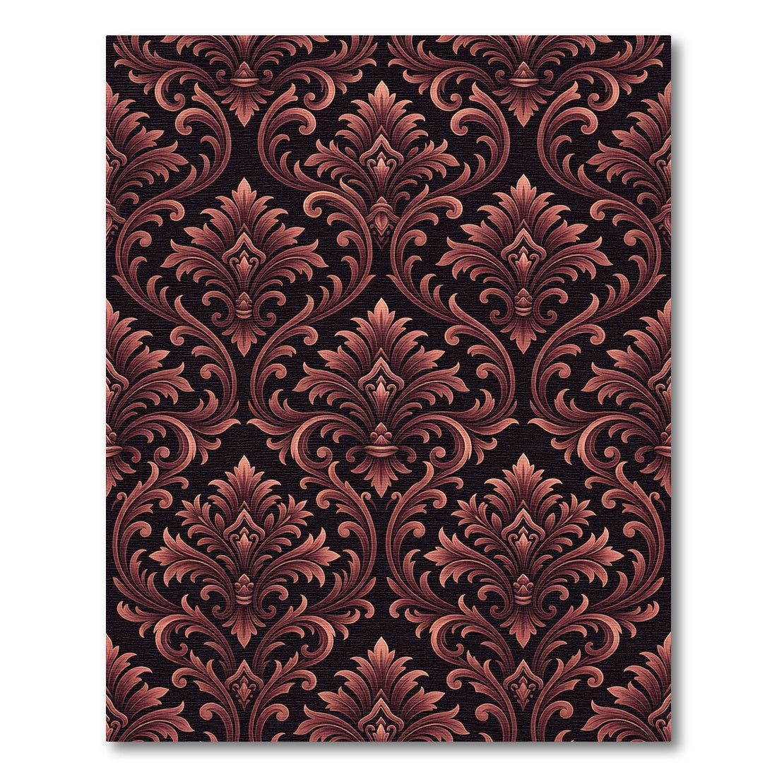 Refined Copper Damask Scroll Medallion Rug