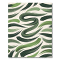 Curving Green Brushstroke Abstract Rug
