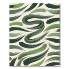 Curving Green Brushstroke Abstract Rug